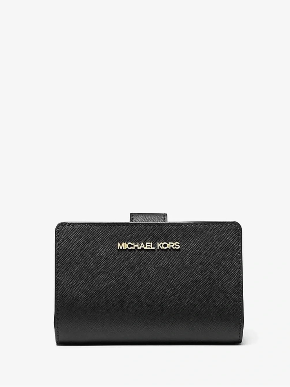 Michael Kors Jet Set Travel Medium Bifold Zip Coin Wallet Black Leather NWT